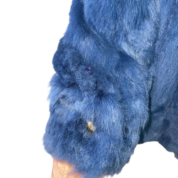 Vintage 1980s Womens Jacket Size XL Blue Bomber Style Rabbit Pockets Casual - Picture 5 of 12